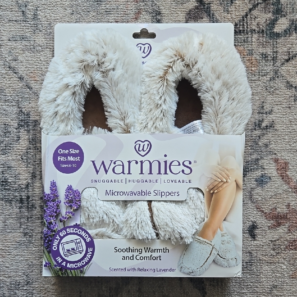 NEW Warmies Microwavable Slippers - Beige